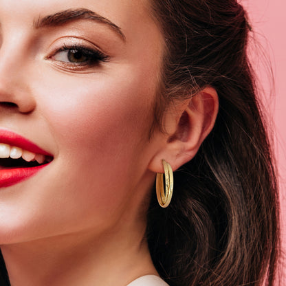 35 MM Entwined hoop earrings in yellow plated sterling silver