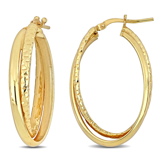 35 MM Entwined hoop earrings in yellow plated sterling silver