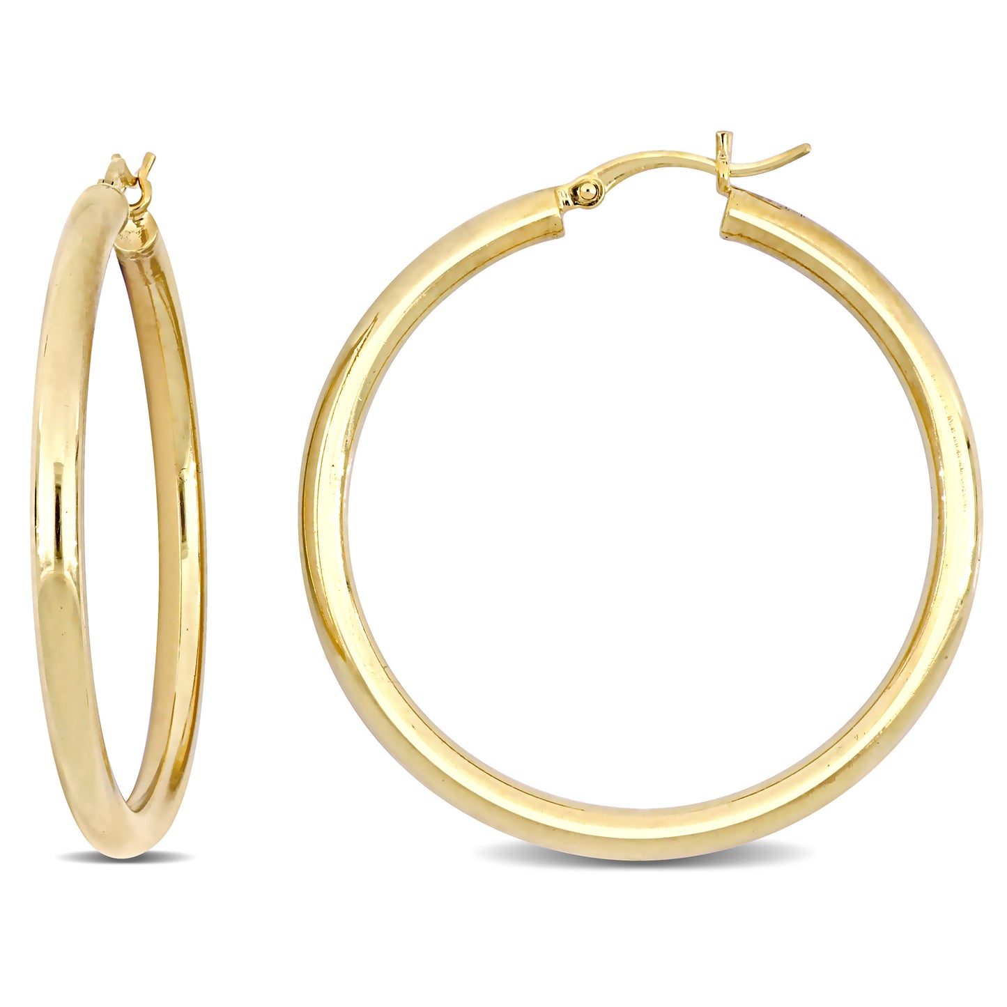 Silver Yellow 40MM Hoop Earrings (3mm Width)