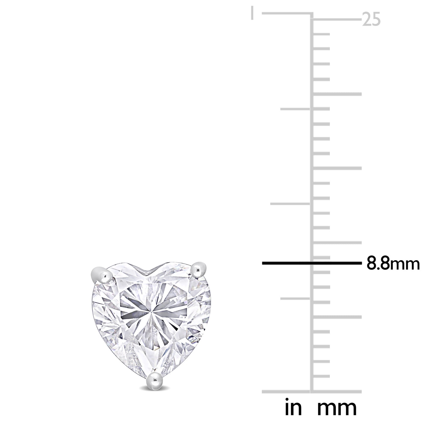 4ct Dew heart shape created moissanite stud earrings in sterling silver