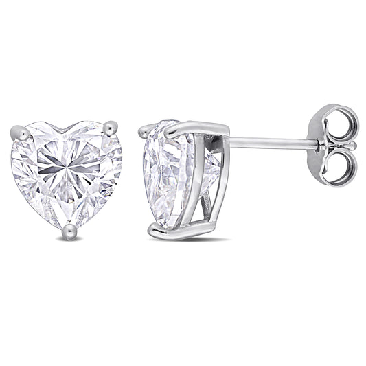 4ct Dew heart shape created moissanite stud earrings in sterling silver