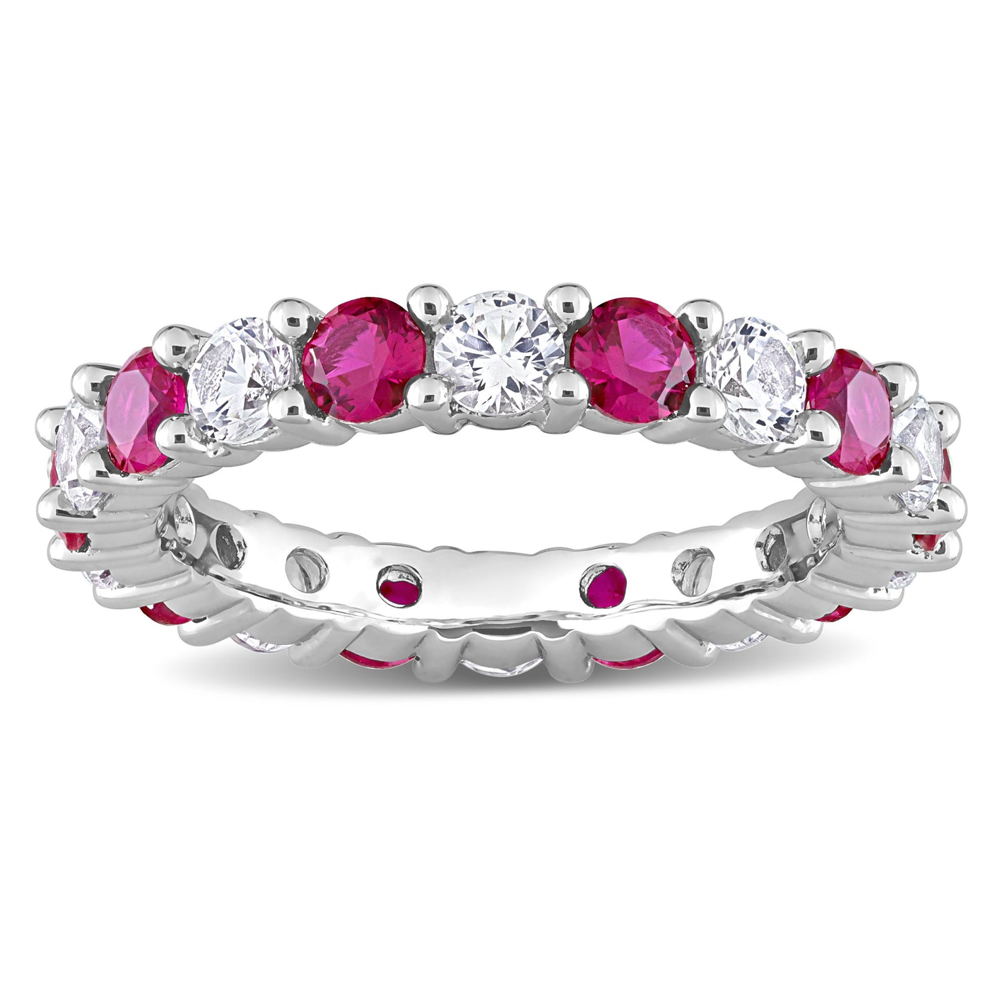 3 3/4 ct TGW Created ruby created white sapphire eternity ring silver