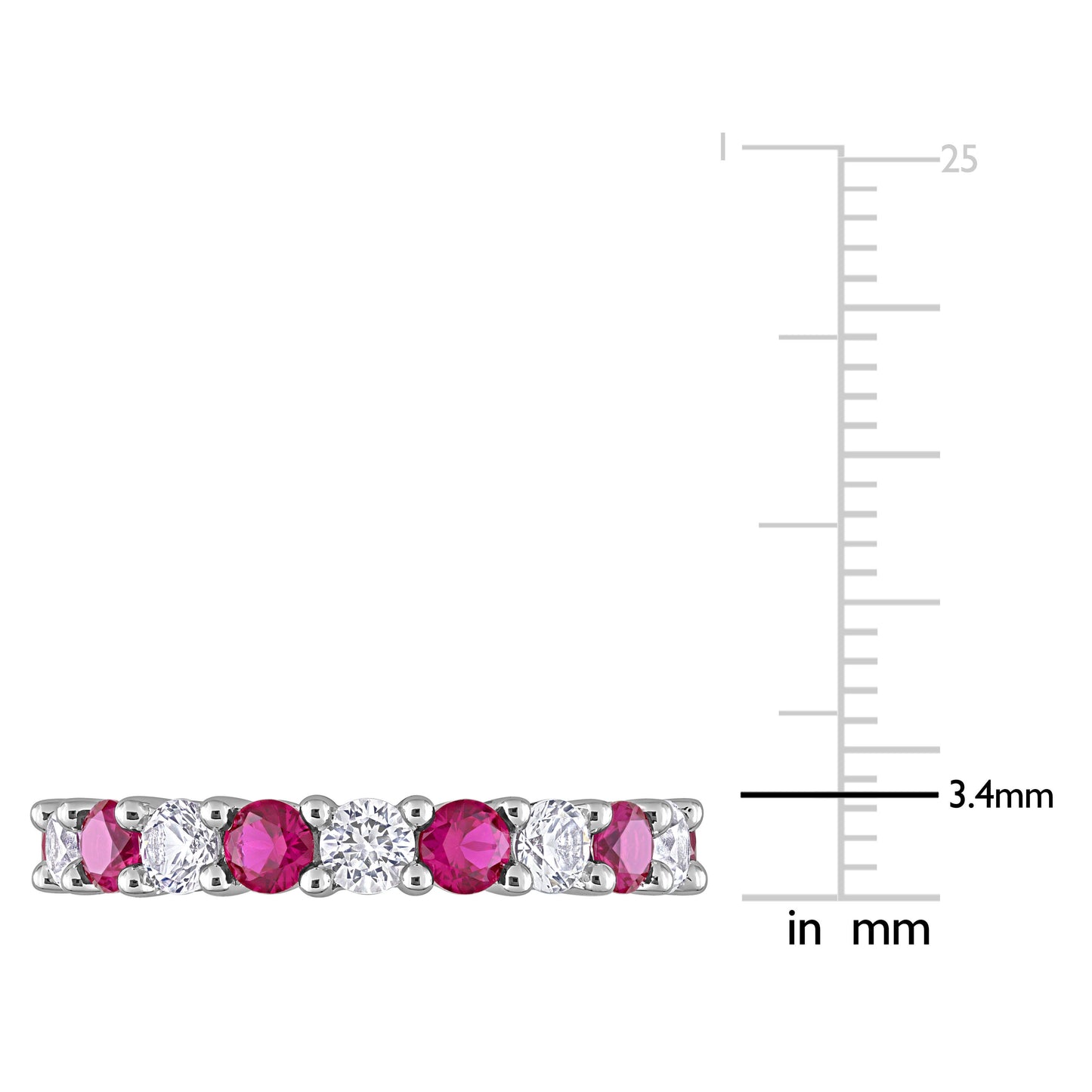 3 3/4 ct TGW Created ruby created white sapphire eternity ring silver