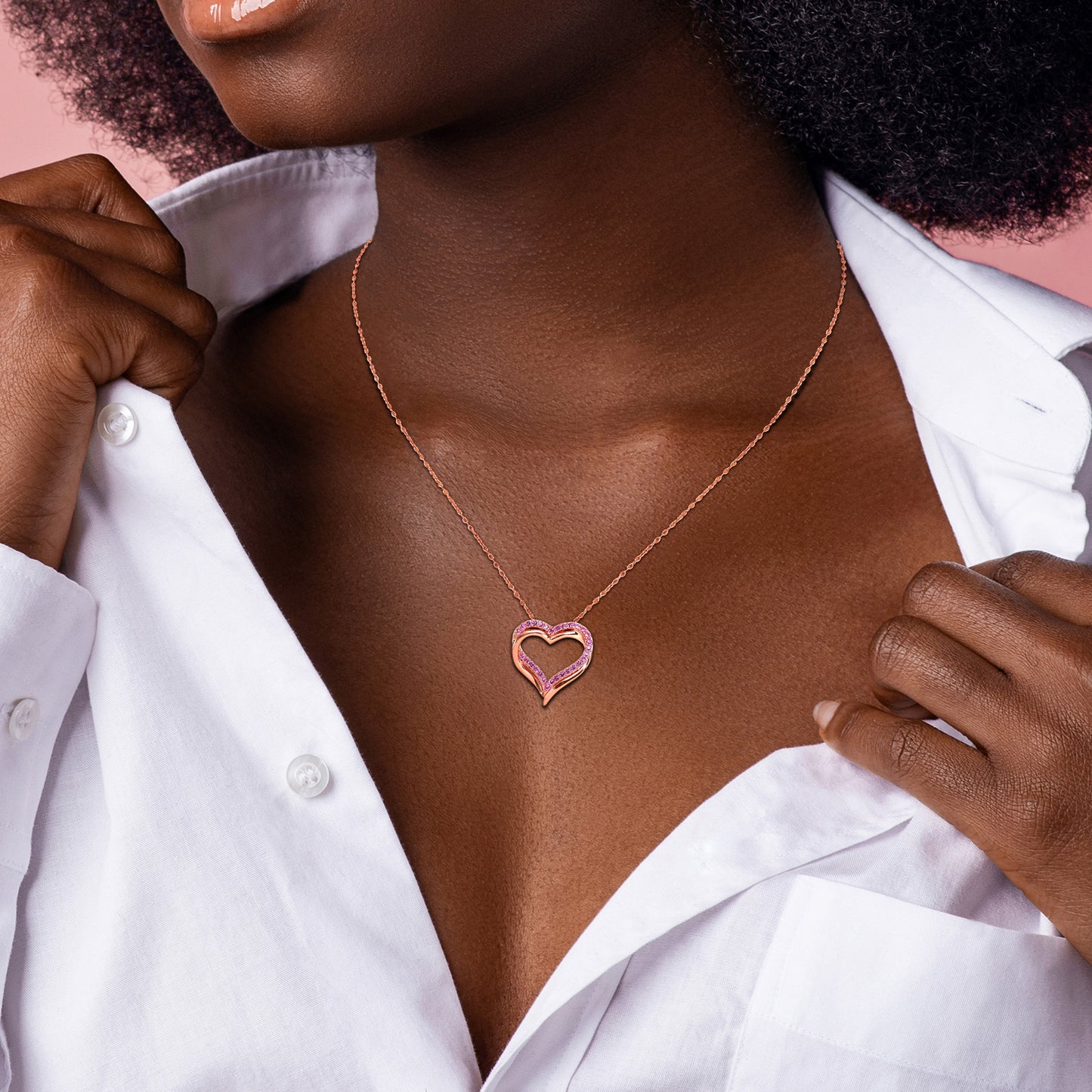 Pink Sapphire Heart Pendant