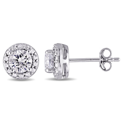 1 1/3 ct TGW Created white sapphire fashion post earrings silver