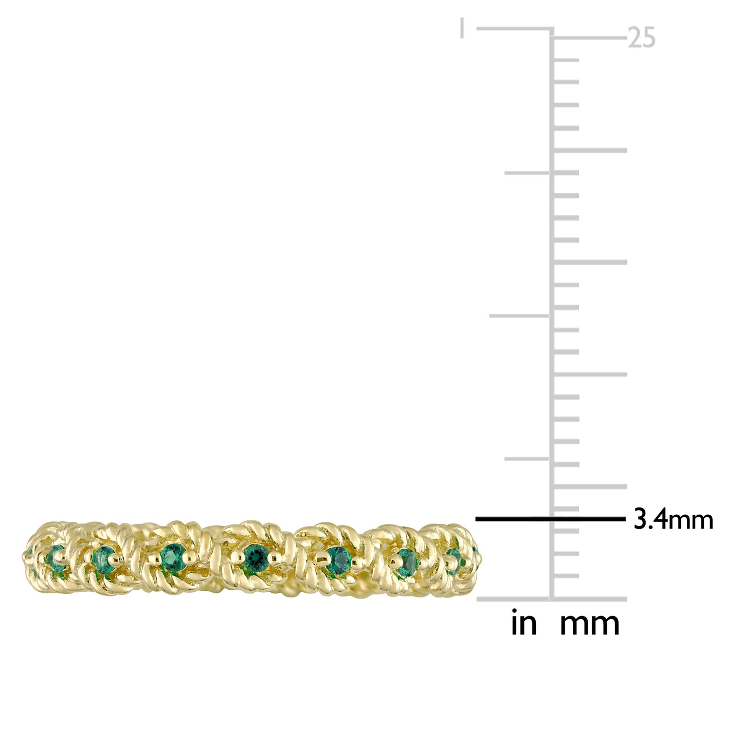 1/6 CT TGW Created Emerald Fashion Ring 10k Yellow Gold