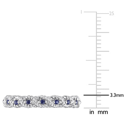 1/6 CT TGW Created Blue Sapphire Fashion Ring 10k White Gold