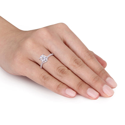 1/10 CT Diamond TW And 2 CT DEW Created Moissanite-White Fashion Ring 14k White Gold GH I1;I2