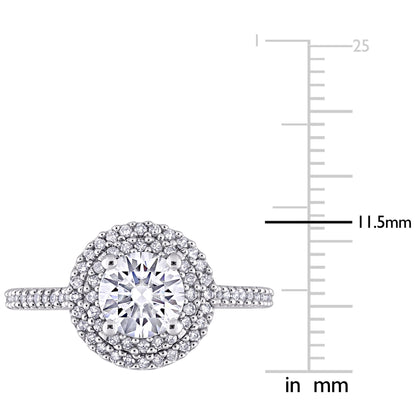 1/3 CT Diamond TW And 1 CT DEW Created Moissanite-White Fashion Ring 14k White Gold GH I1;I2