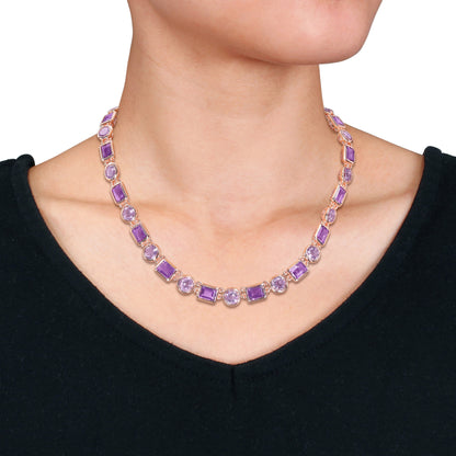 67 ct TGW Amethyst rose de france necklace pink silver length (inches): 16