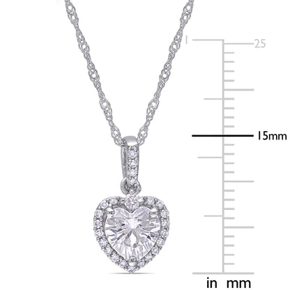 1/10 CT Diamond TW And 4/5 CT DEW Created Moissanite-White Fashion Pendant With Chain 10k White Gold GH I2;I3
