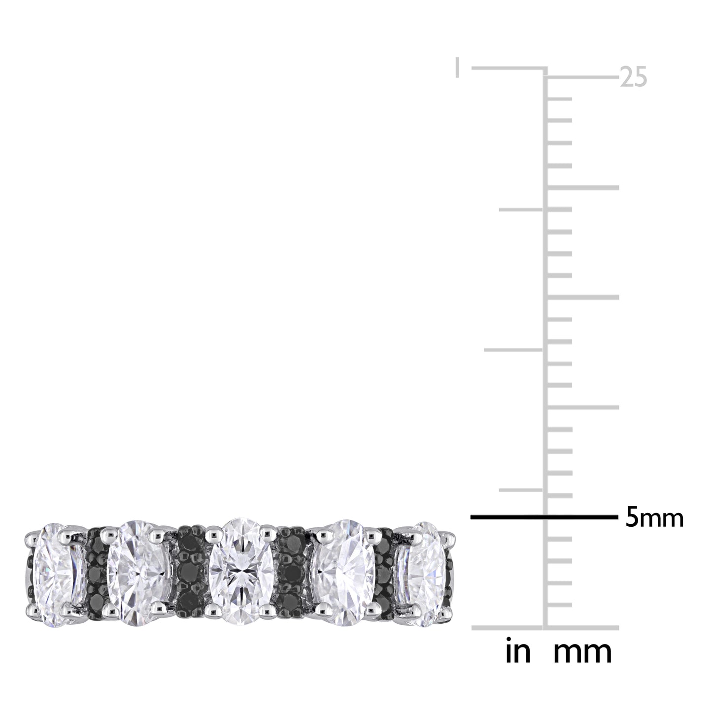 1/6 CT Black Diamond TW And 1 CT DEW Created Moissanite-White Fashion Ring 10k White Gold