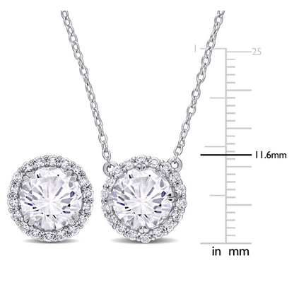 8 1/3 ct TGW Created white sapphire fashion earring & pendant with chain silver