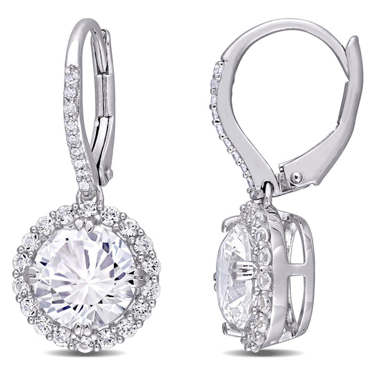 White Sapphire and Diamond Halo Earrings