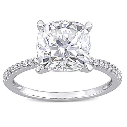 1/10 CT Diamond TW And 3 1/2 CT DEW Created Moissanite-White Fashion Ring 14k White Gold GH I1;I2