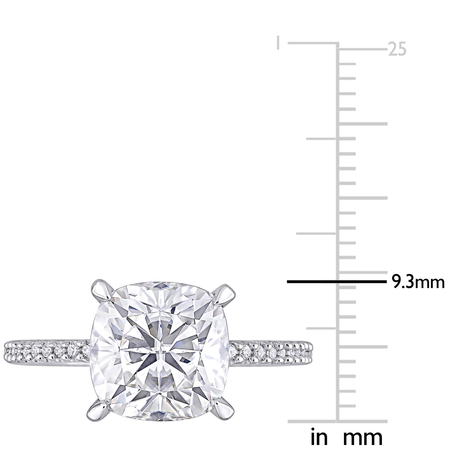 1/10 CT Diamond TW And 3 1/2 CT DEW Created Moissanite-White Fashion Ring 14k White Gold GH I1;I2