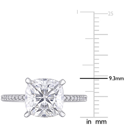 1/10 CT Diamond TW And 3 1/2 CT DEW Created Moissanite-White Fashion Ring 14k White Gold GH I1;I2