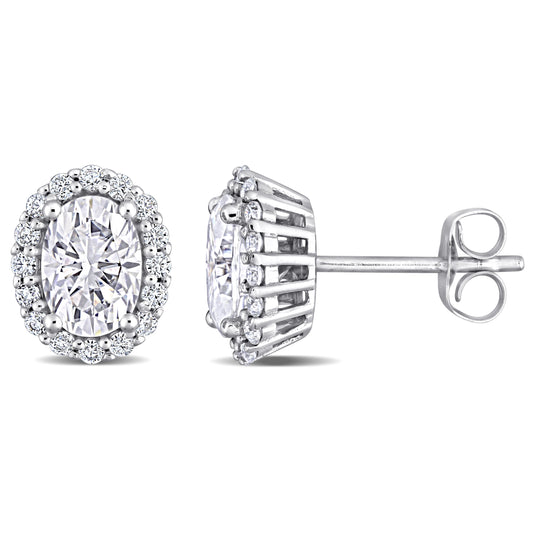 10k White Gold Moissanite Oval Stud Earrings