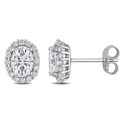 2 1/3 ct Dew created moissanite-white fashion post earrings silver