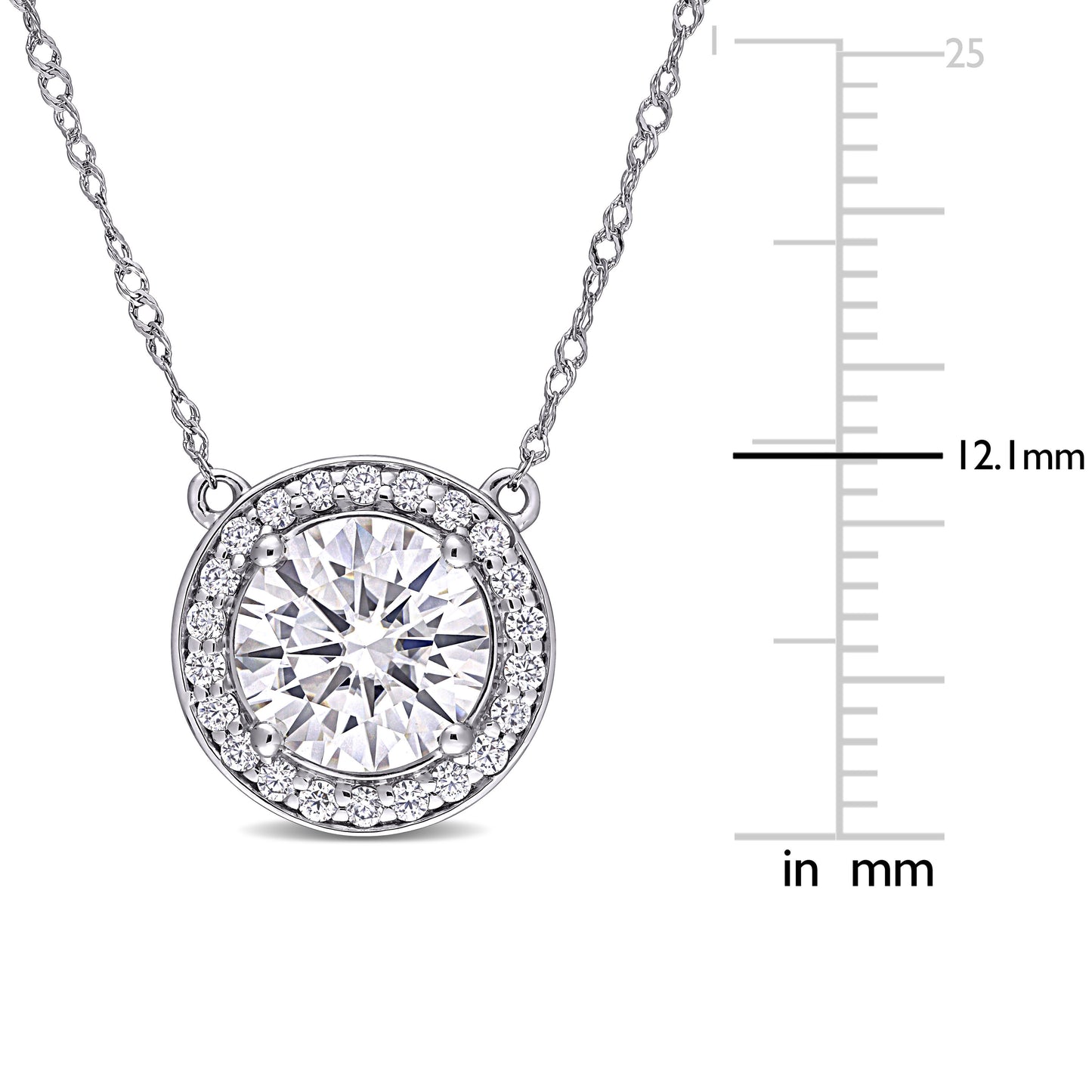 2 1/5 CT DEW Created Moissanite-White Necklace With Chain 14k White Gold Length (inches): 17