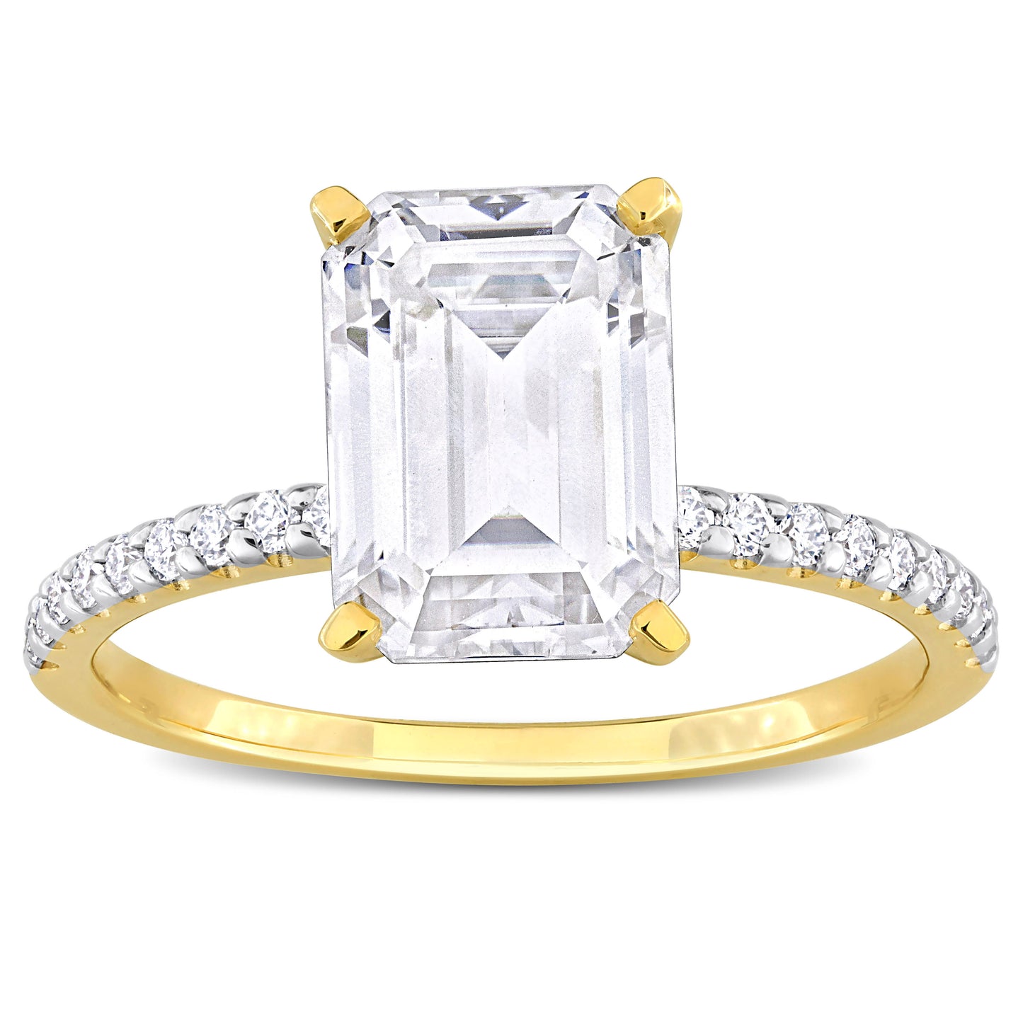 3 1/5 CT DEW Created Moissanite-White Fashion Ring 10k Yellow Gold
