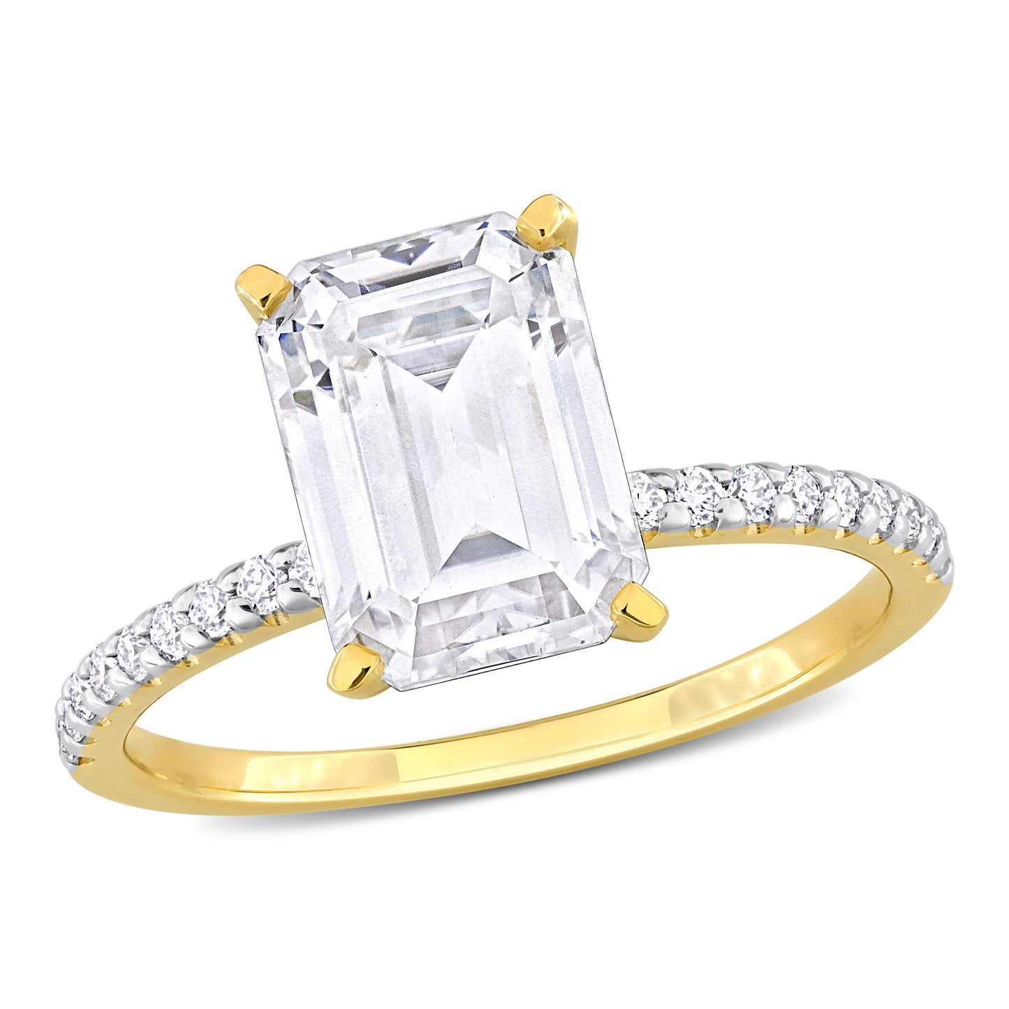 3 1/5 CT DEW Created Moissanite-White Fashion Ring 10k Yellow Gold