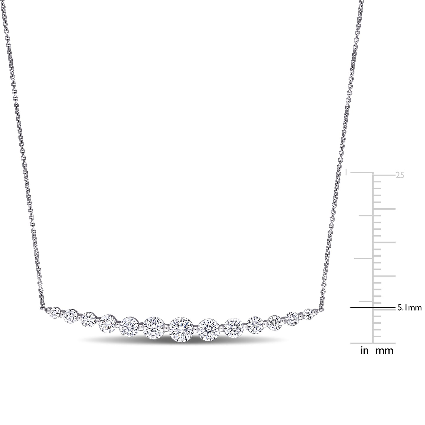 Moissanite Bar Necklace 10k White Gold