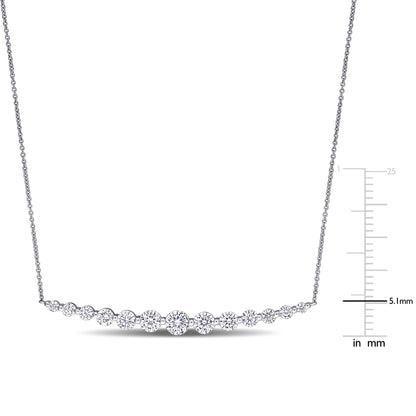 Moissanite Bar Necklace 10k White Gold