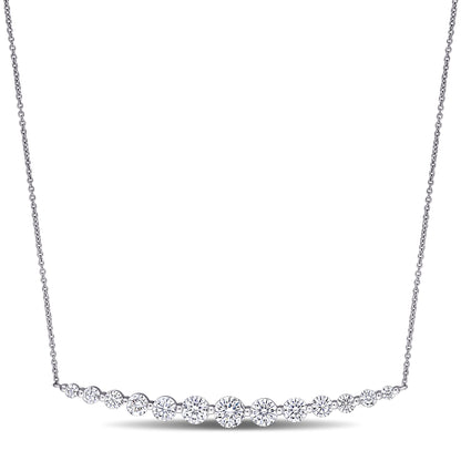 Moissanite Bar Necklace 10k White Gold