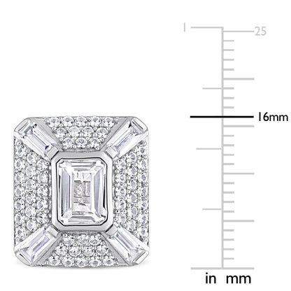 5 3/4 CT TGW Created White Sapphire Cufflink Silver