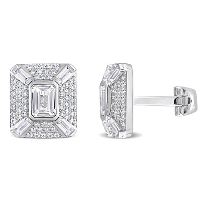 5 3/4 CT TGW Created White Sapphire Cufflink Silver