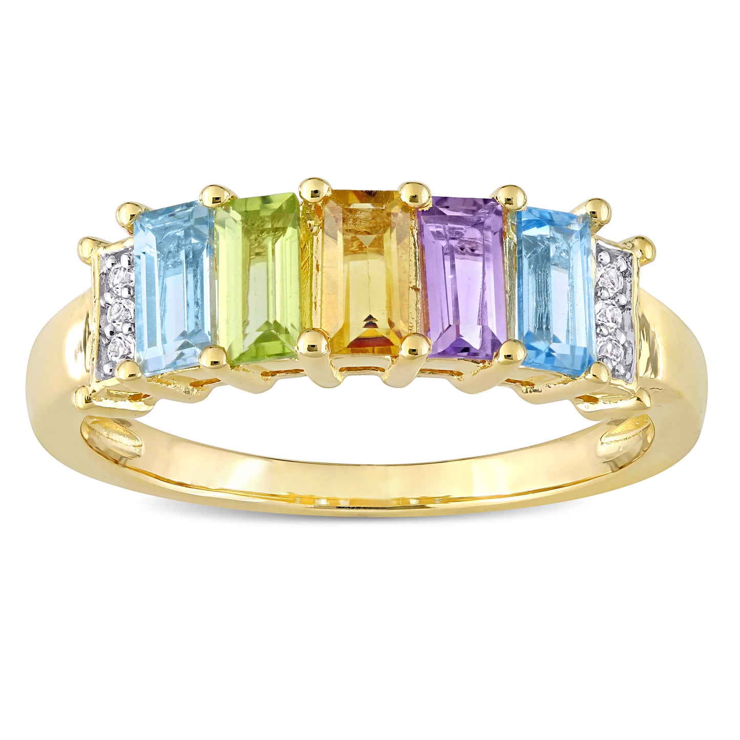 1 1/4 ct TWS Blue topaz - sky peridot citrine rose de france blue topaz - swiss white topaz fashion ring yellow silver