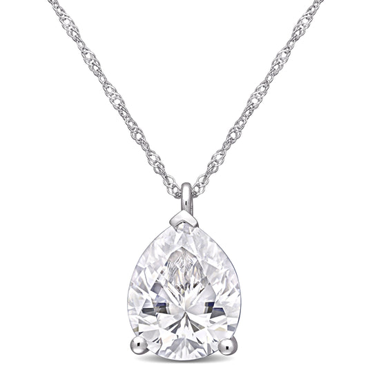 3 1/4 CT DEW Created Moissanite-White Fashion Pendant With Chain 14k White Gold