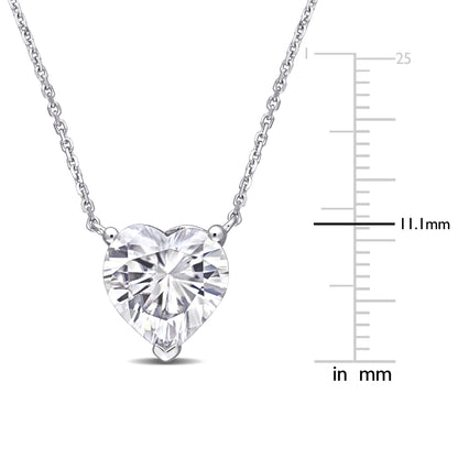 3 CT DEW Moissanite Heart Pendant With Chain 14k White Gold