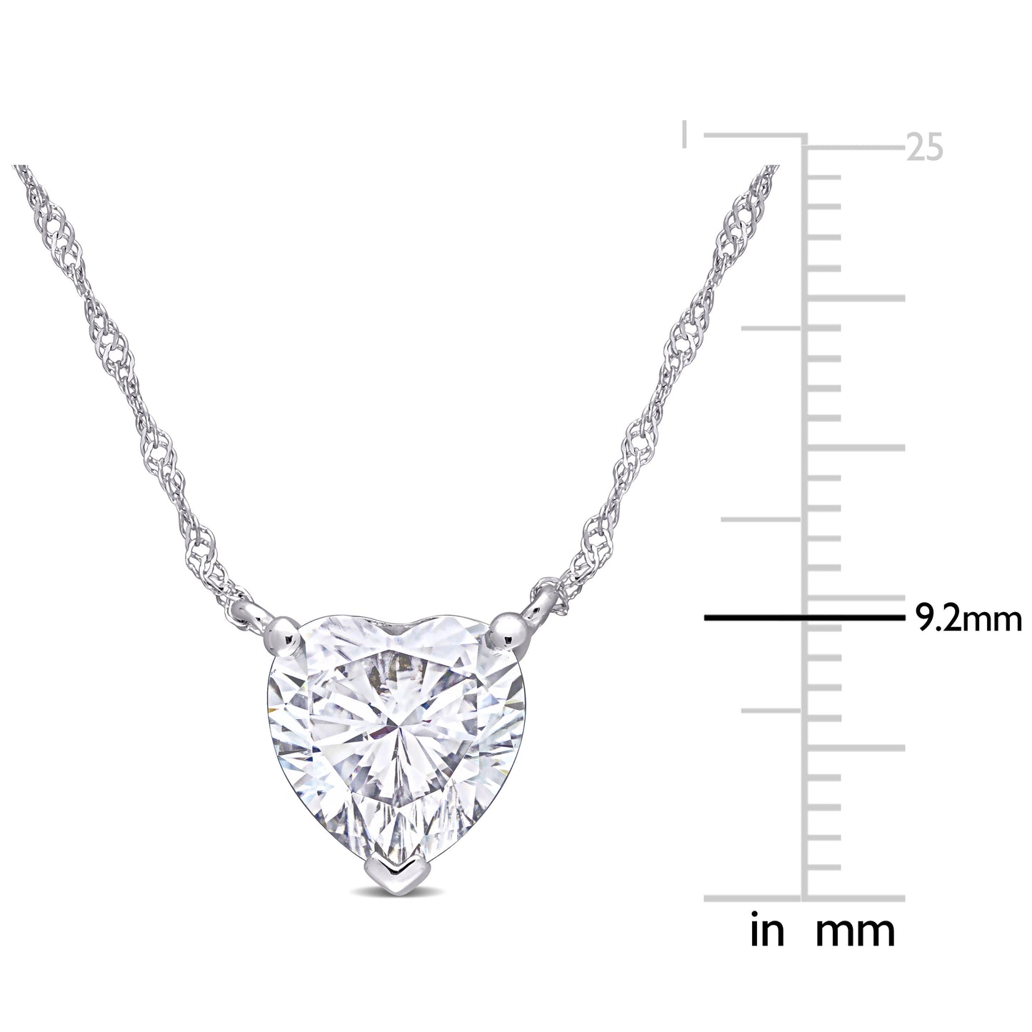 Moissanite Solitaire Heart Necklace 10k White  Gold