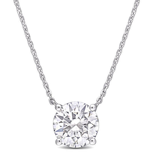 2 CT DEW Created Moissanite-White Fashion Pendant With Chain 14k White Gold