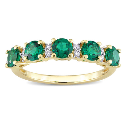 1 2/5 ct TGW Created emerald created white sapphire fashion ring yellow silver yellow plated