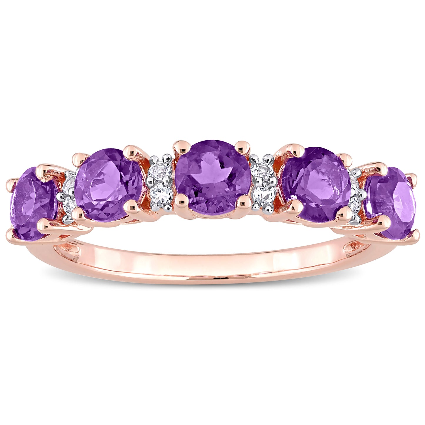 1 3/5 ct TGW Amethyst-africa white topaz fashion ring pink silver