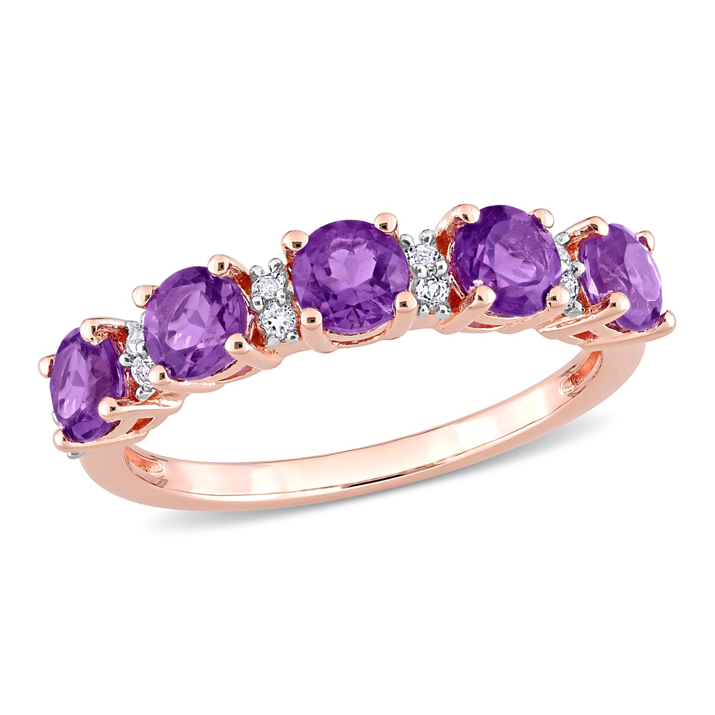 1 3/5 ct TGW Amethyst-africa white topaz fashion ring pink silver