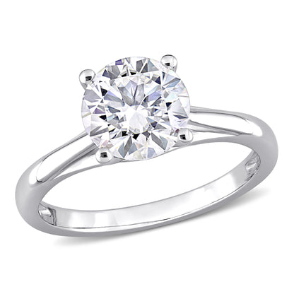 2ct Dew created moissanite solitaire ring in 10k white gold