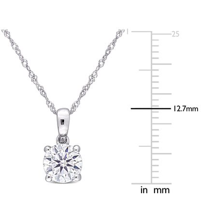 1 CT DEW Created Moissanite-White Fashion Pendant With Chain 10k White Gold