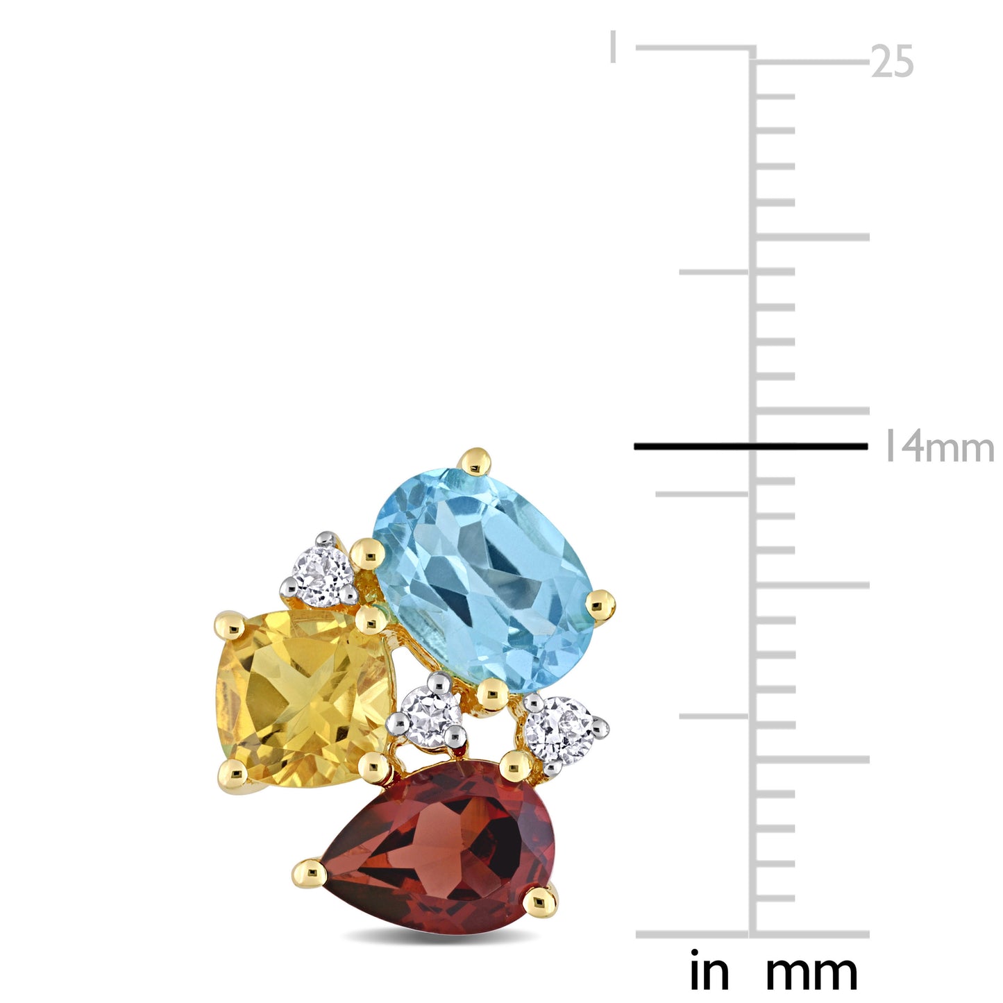 Multi Color Gemstone Cluster Stud Earrings