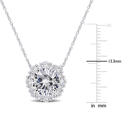 4 3/8 CT TGW Created White Sapphire Fashion Pendant With Chain 10k White Gold