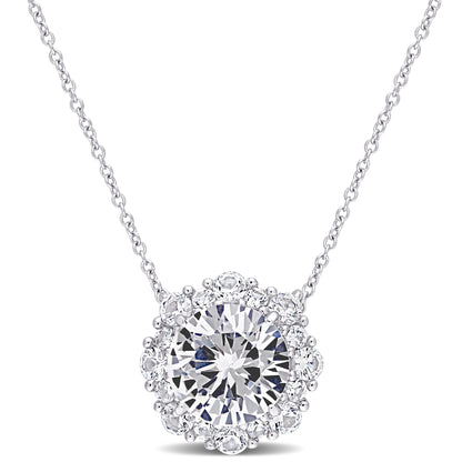 4 3/8 CT TGW Created White Sapphire Fashion Pendant With Chain 10k White Gold