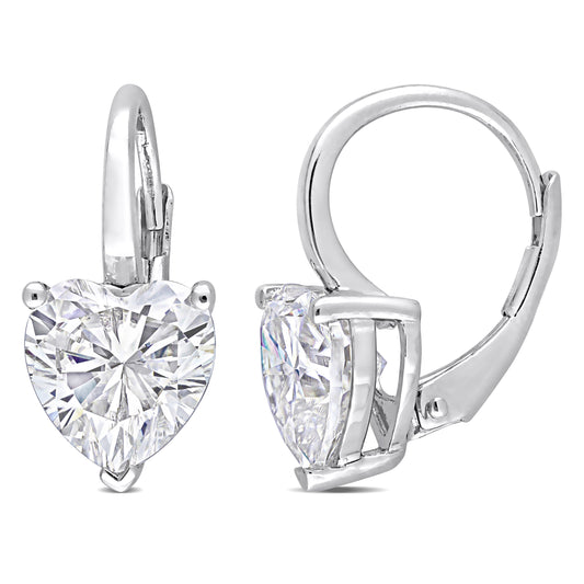 4 ct Dew created moissanite-white leverback earrings silver