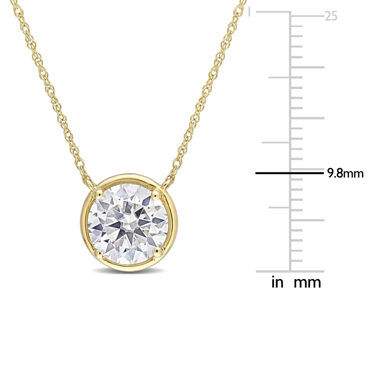 2 CT Dew created moissanite-white fashion pendant with chain 10k yellow gold