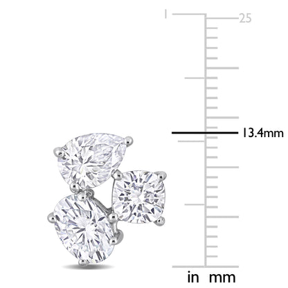 Moissanite Stud Earrings with Three Shapes in Sterling Silver