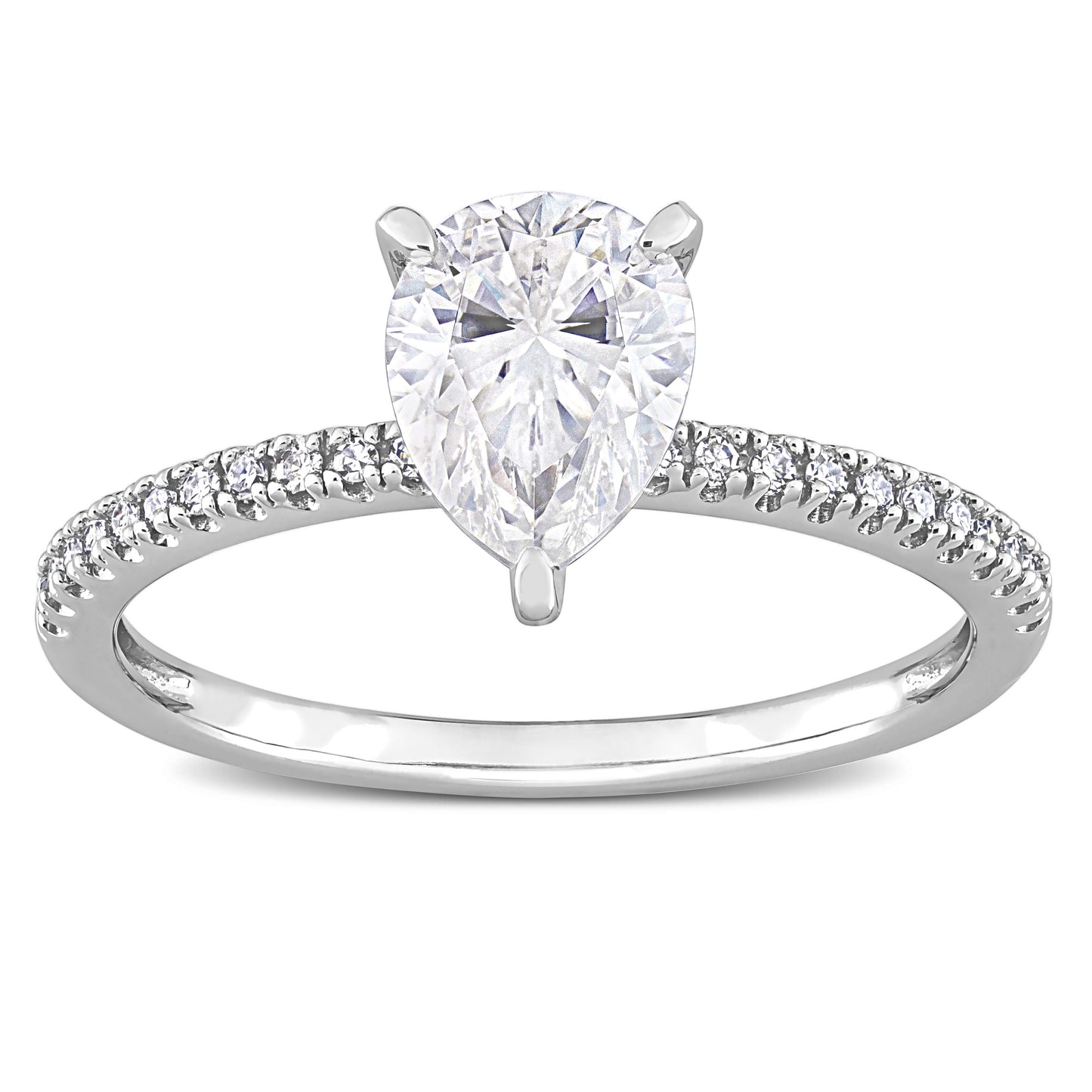 1/10 CT Diamond TW And 1 1/4 CT DEW Created Moissanite-White Fashion Ring 14k White Gold GH I1;I2