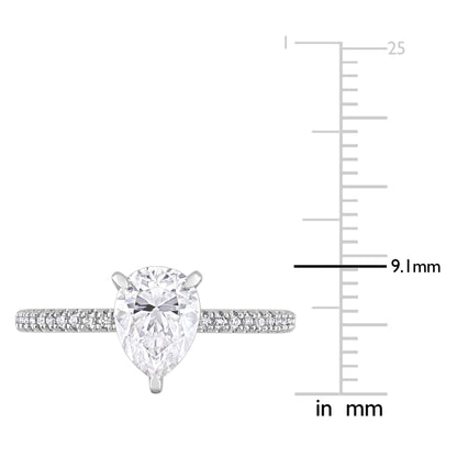 1/10 CT Diamond TW And 1 1/4 CT DEW Created Moissanite-White Fashion Ring 14k White Gold GH I1;I2