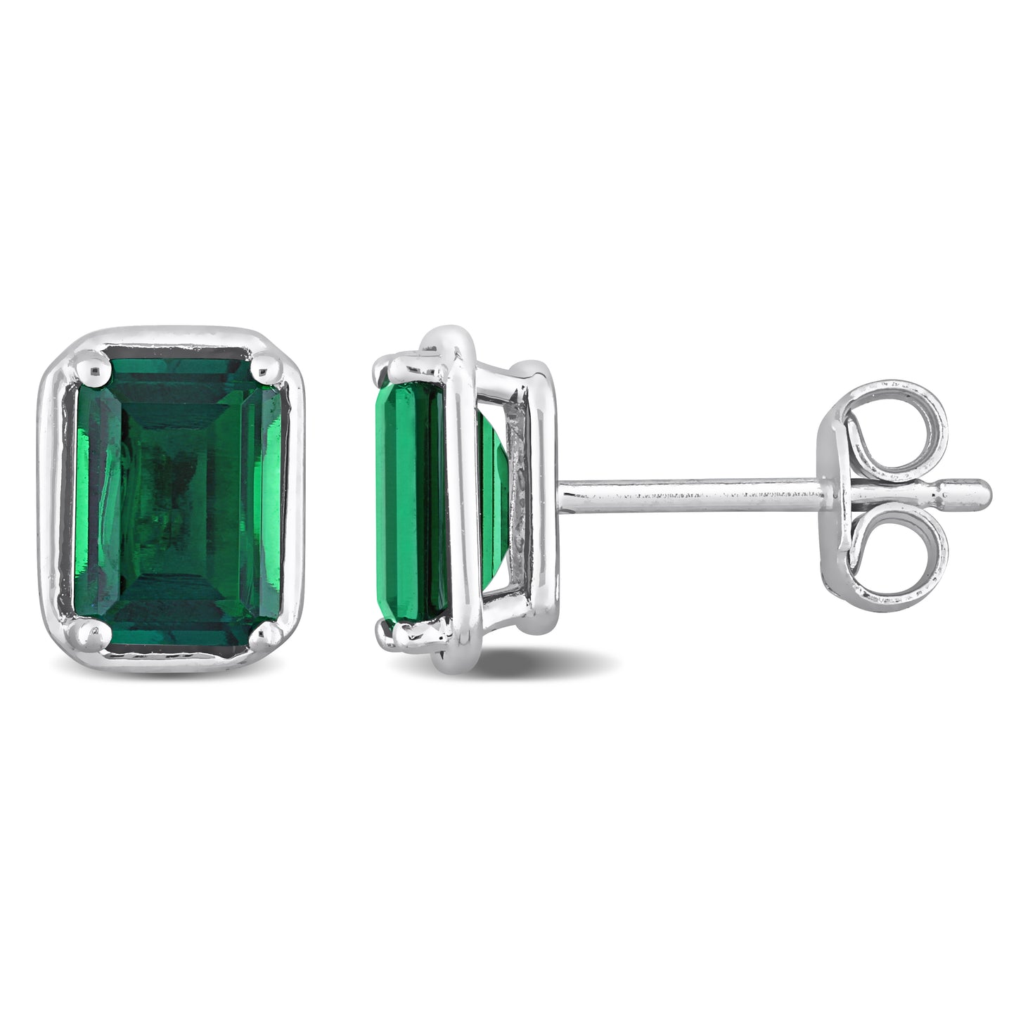 1 4/5 ct TGW Created emerald Octagon Bezel Stud